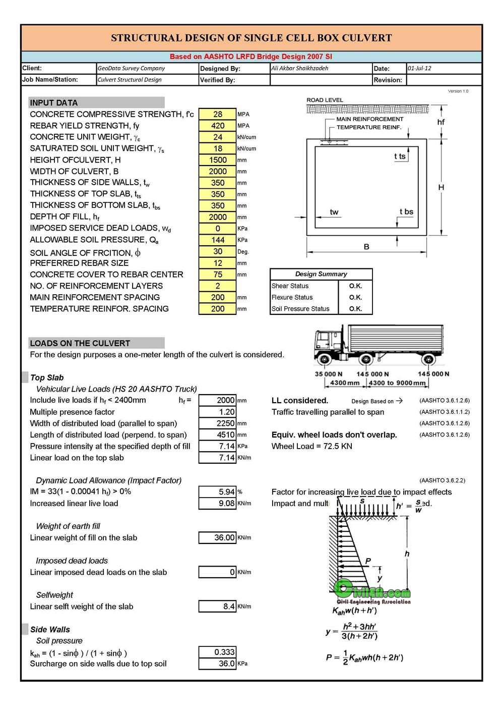 lrfd box culvert mathcad program